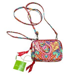 Vera Bradley Crossbody Wallet Paisley In Paradise On The Square Wristlet Adjust